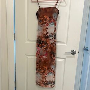 Elegant Brown Printed Dress
